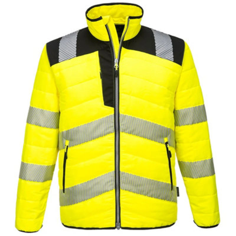 Image of Portwest PW3 Mens Hi Vis Baffle Jacket PW371YBR4XL Colour: Yellow / Black
