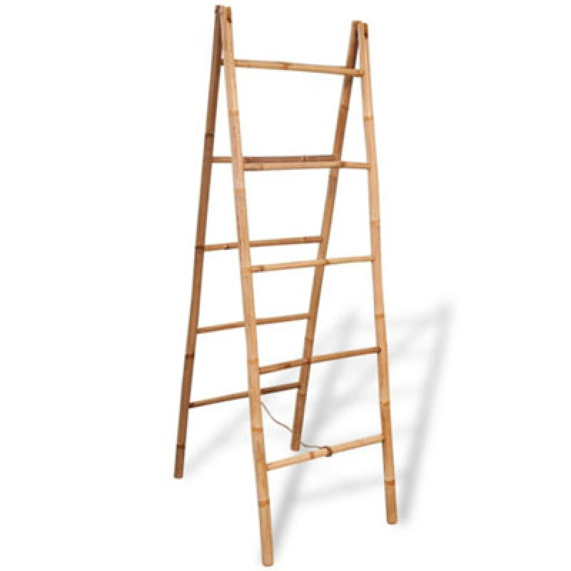 Image of vidaXL Double Towel Ladder with 5 Rungs Bamboo 50x160 cm