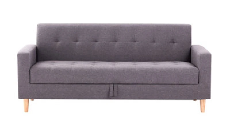 Image of HUMZA AMANI Humza Amani - Smart Sofa in a Box, Fabric Sofa with Wooden Legs and Hidden Storage Space - Taupe 3str HASMART3STR-TAUPE