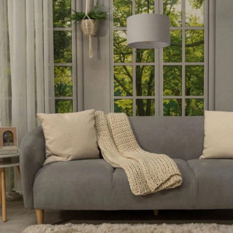 Image of ValueLights ValueLights Reni Pair of Fabric Easy Fit Drum Ceiling Lamp Shade in Pale Grey Size: Small Pale Grey Small Unisex 5059406037122