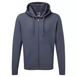 Image of Russell Mens Authentic Full Zip Hooded Sweatshirt / Hoodie (2XL) (Convoy Grey)