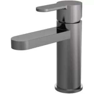 image of Arvan Brushed Gunmetal Mono Basin Mixer Tap with Push Button Waste - ARV705 - Brushed Gun Metal - Nuie