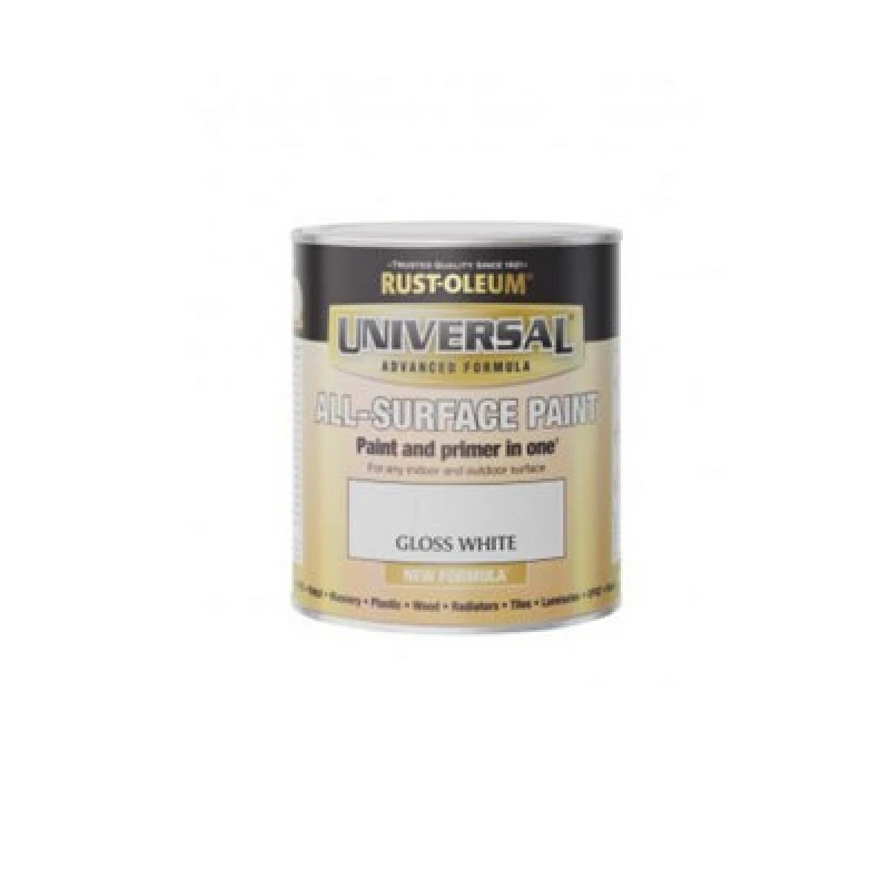 Image of Rust-Oleum Universal All Surface Brush On Paint - Gloss - White - 250Ml
