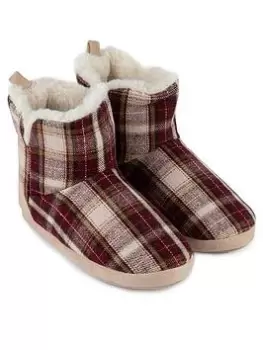 image of TOTES Tartan Boot Slippers, Multi, Size 3-4, Women