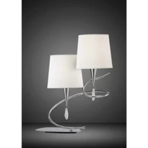 Image of Table Lamp Mara 2 Bulbs E14, polished chrome with Ivory white lampshades