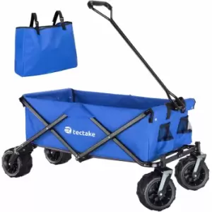 image of Tectake Foldable Garden Trolley With Wide Tires (80Kg Max Load) Blue