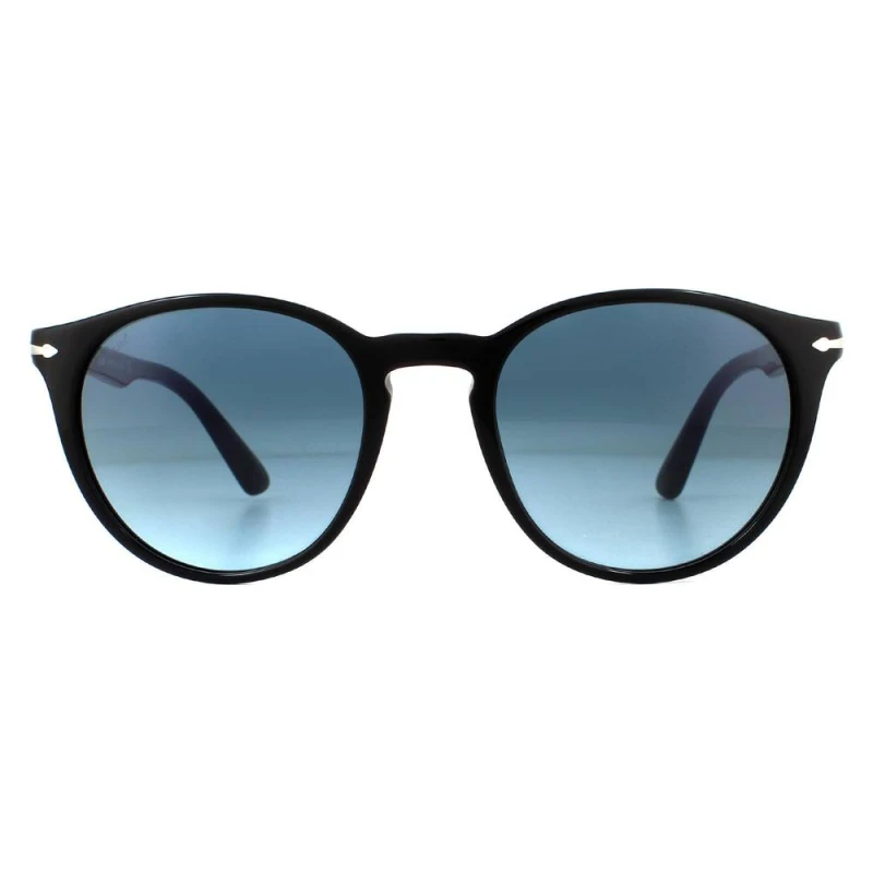 Image of Persol Persol Round Black Azure Gradient Blue Sunglasses Black One Size Unisex 8056597149006