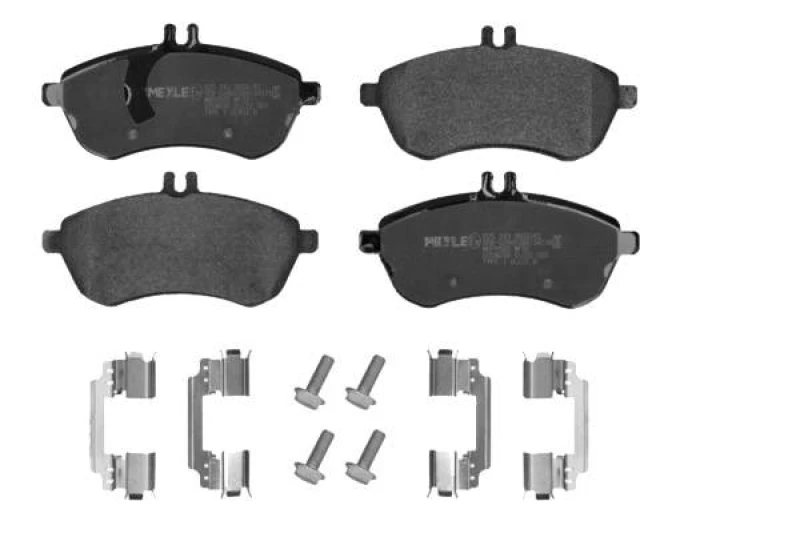 Image of MEYLE 025 243 0620/K2 Brake pad set Front Axle, prepared for wear warning indicator, with accessories, Original Quality, with brake caliper screws Br