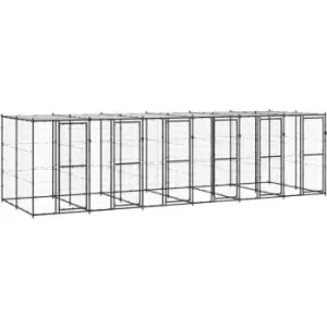 Image of Vidaxl - Outdoor Dog Kennel Steel with Roof 14.52 m² Black