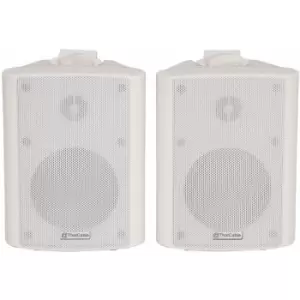 image of Pair 5.25" 2 Way Stereo Speakers 90W 8Ohm White Wall Mounted Background Hi Fi