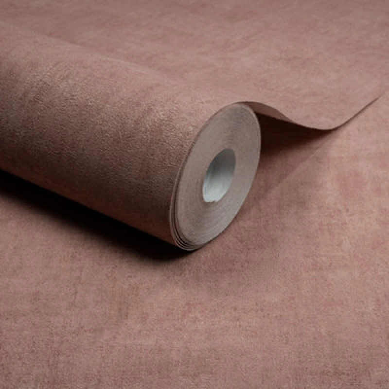 Image of Grandeco Annabella Distressed Limewash Plaster Textured Wallpaper, Blush Pink