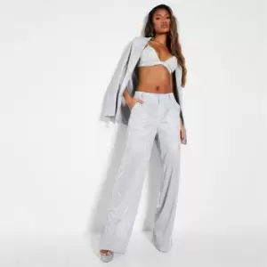 Image of I Saw It First Petite Glitter Wide Leg Trousers - Metallics