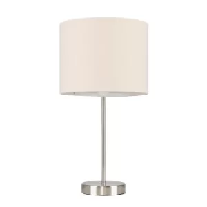 Image of Value Essentials Charlie Brushed Chrome Table Lamp with Beige Shade