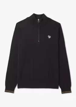 Image of Paul Smith Mens Zip Neck Zebra Sweater In Black