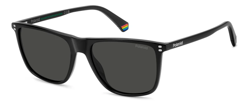 Image of Polaroid Polaroid Men Rectangle Black Grey Polarized PLD 6232/S Black One Size Male 197737120245
