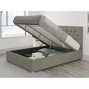 Image of Olivier Ottoman Upholstered Bed, Saxon Twill, Grey - Ottoman Bed Size Single (90x190)