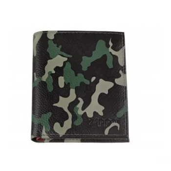 image of Zippo Green Camouflage Leather Tri-Fold Wallet (8.8 x 10.4 x 1.5cm)