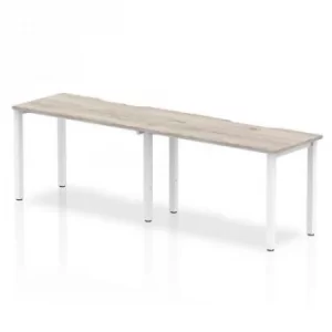 Image of Single White Frame Bench Desk 1200 Grey Oak (2 Pod)