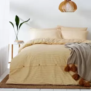 Image of The Linen Yard Holbury Orange 100% Cotton Duvet Cover and Pillowcase Set Yellow and White
