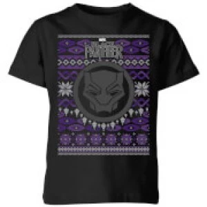 Image of Marvel Avengers Black Panther Kids Christmas T-Shirt - Black - 11-12 Years