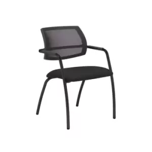 Image of Dams MTO Tuba Black 4 Leg Frame Conference Chair with Half Mesh Back - Curacao B