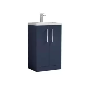 Image of Nuie Arno Compact 500mm Floor Standing 2 Door Vanity & Polymarble Basin - Electric Blue