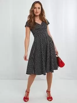 image of Joe Browns The Peggy Polka Dot Dress -black, Black, Size 8, Women