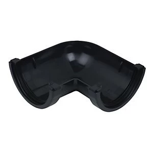 Image of FloPlast RA1B Round Line Gutter - Black 90 Deg Angle