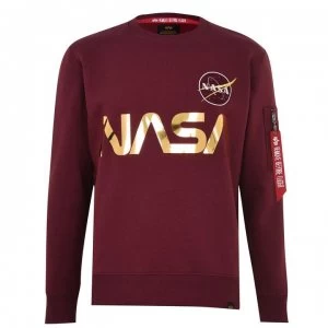 Image of Alpha Industries Nasa Sweatshirt - Burgundy 605