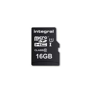 Image of Integral 16GB Micro SD Card MicroSDHC Cl10 UHS 1 90 Mb/S + Adapter