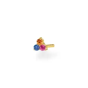 image of THOMAS SABO Gold Plated Colourful Triangle Single Ear Stud