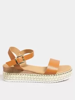 Image of Yours Extra Wide Fit Two Part Espadrille Brown, Brown, Size 9Eee, Women
