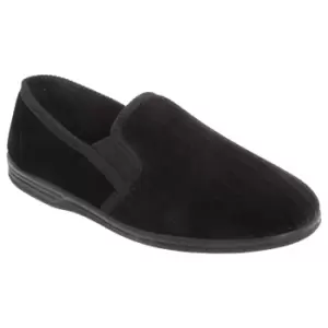 Image of Zedzzz Mens Richard Striped Twin Gusset Velour Slippers (9 UK) (Black)