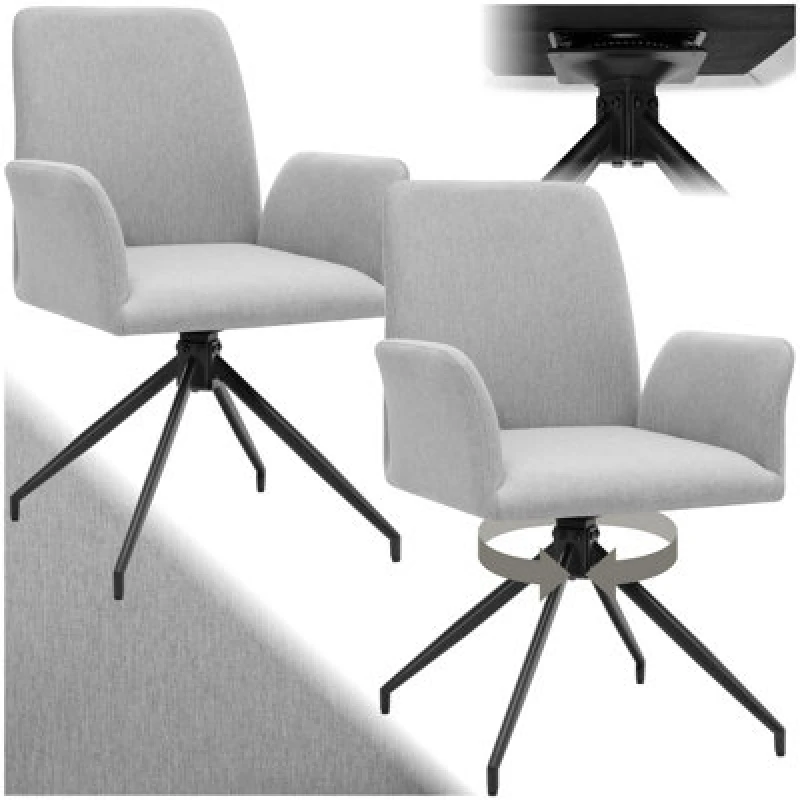 Image of Tectake Set Of 2 Swivel Chair Daya - Upholstered, Robust Fabric, 55.5 X 58 X 87cm - Light Grey