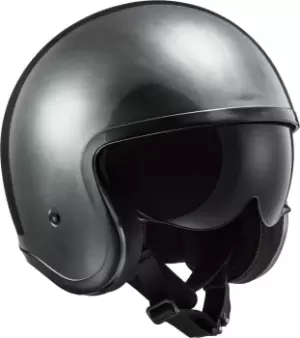 Image of LS2 OF599 Spitfire Jeans Titanium Jet Helmet, silver Size M silver, Size M