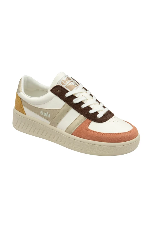 Image of Gola Classics Womens 'Grandslam Quadrant' Lace-Up Trainers in Off-White Size: 4 Off-White Female 4