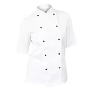 Image of Dennys Womens/Ladies Lightweight Short Sleeve Chefs Jacket / Chefswear (XS) (White)