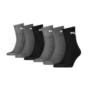 Puma 6 Pack Short Crew Socks - Grey