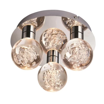 Image of Endon Versa - LED 3 Light Bathroom Flush Chrome, Acrylic Bubble Effect IP44