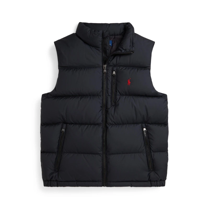 Image of Polo Ralph Lauren Kids Logo Embroidered Insulated Sleeveless Gilet Polo Black male 7Y/S