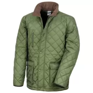 image of Result Mens Cheltenham Gold Fleece Lined Jacket (Water Repellent & Windproof) (M) (Olive)