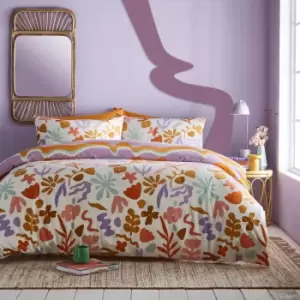 Image of Amelie Printed Abstract Floral Duvet Cover Set Multicolour, Multicolour / Double