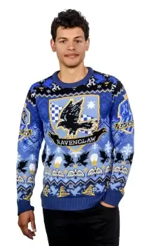 image of Ravenclaw House Crest Christmas Jumper - L