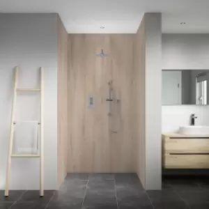 Image of Splashwall Elite Matt Light Oak Brown 3 Sided Shower Wall Panel Kit (L)2420mm (W)1200mm (T)11mm