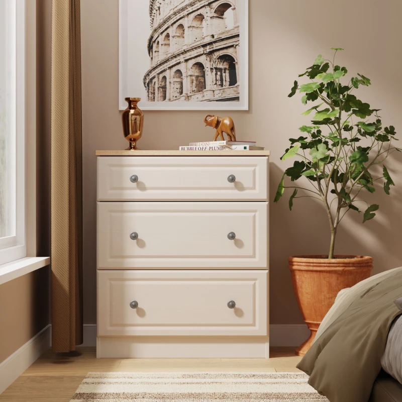 Image of Ready Assembled 2 U Surrey 3 Drawer Deep Chest (Ready Assembled) in Taupe Size: Medium Taupe Unisex Medium