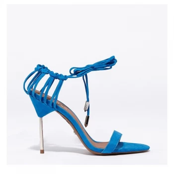 image of Reiss Zhane Strap Heels - Blue Suede