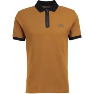 Image of Barbour International Trans Zip Polo Shirt - Brown