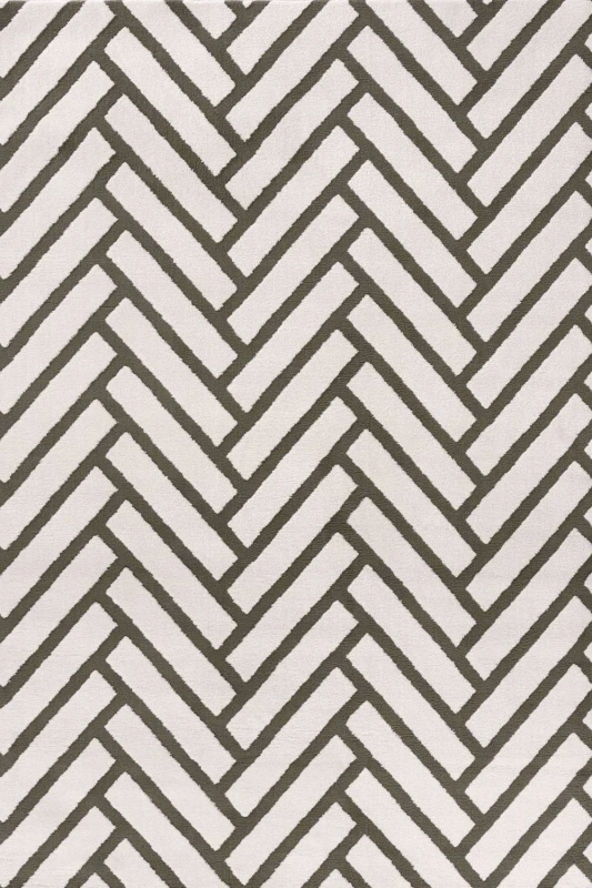 Image of THE RUGS Loft Herringbone Living Room Area Rug & Runners Soft Pile in Olive Size: 80cm x 150cm Olive Unisex 80cm x 150 cm