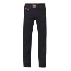 Image of Duke London Mens Kingsize Mario Bedford Cord Trousers With Belt (42L) (Black)