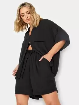 Image of Yours Crinkle Shorts Co-ord Black, Size 26-28, Women